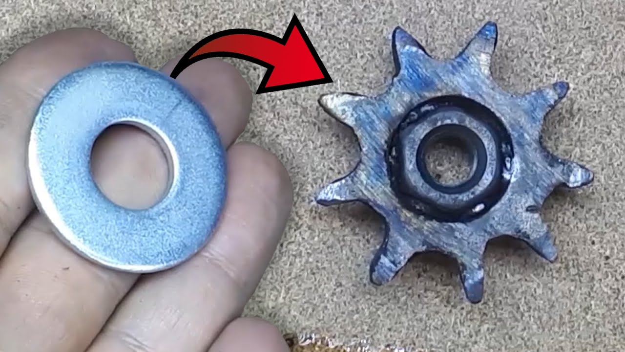 e Bike DIY Sprocket Gear from Steel Flat Washer - 9T- Çelik Puldan Bisiklet Dişlisi Yapımı