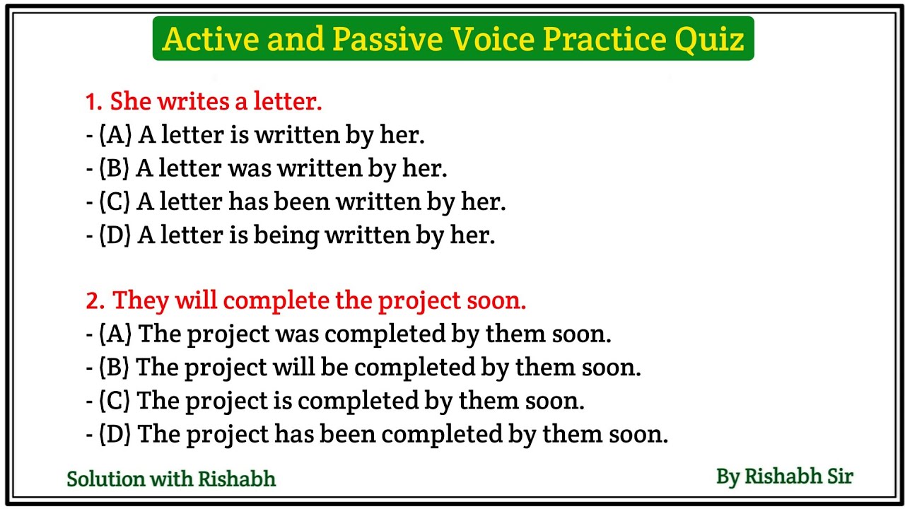 Active and Passive voice quiz | Active and Passive voice in english | Active voice and Passive voice