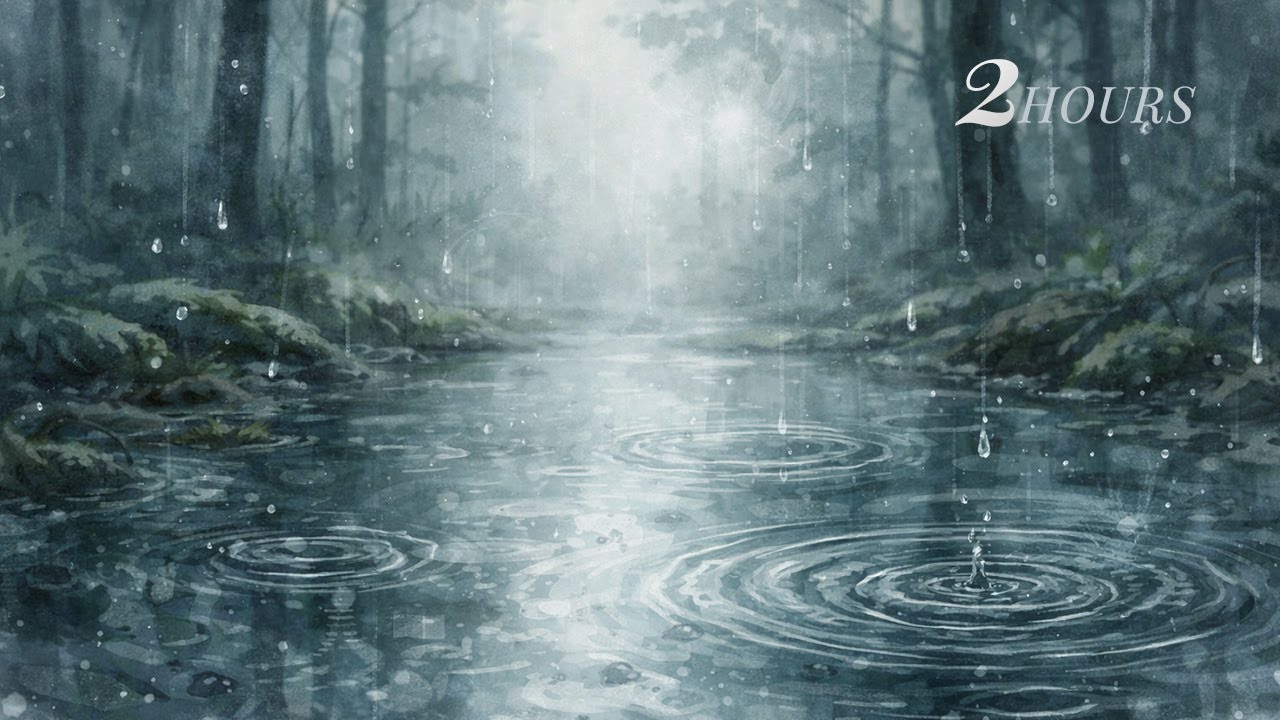 冬の霧雨 – 静かな森の中の水音｜深い眠りへ誘う2時間の環境音
