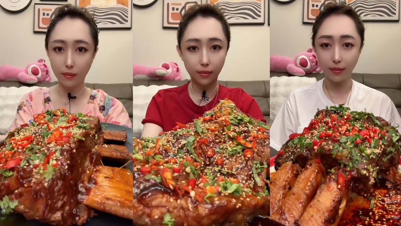 Yummy #12:Eat  salmon calm turkey noodle 🍜 braised pork belly #mukbang #yummy #delícious 
