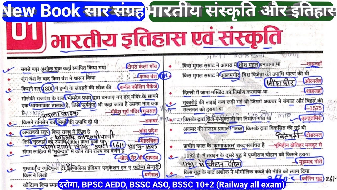 History one liner questions: (भारतीय इतिहास एवं संस्कृति) One liner History Questions #ekniyam