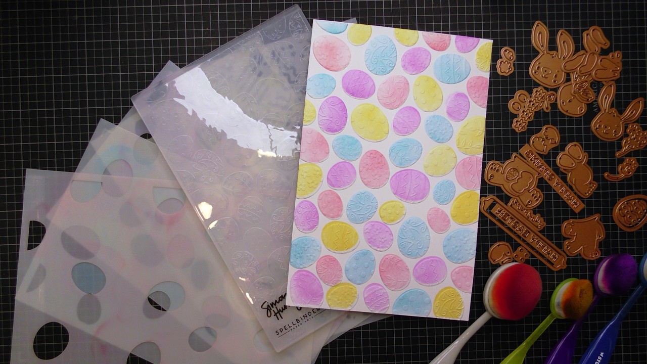 Урок по использованию коллекции Spellbinders Happy Spring от Саймона Херли! Фон с трафаретным пас...