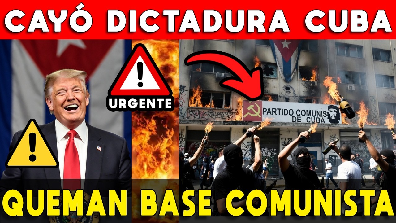 CAY&Oacute; DICTADURA DE CUBA 🚨 QUEMAN PARTIDO COMUNISTA ⚠️ MARCHA CUBANOS CONTRA R&Eacute;GIMEN D&Iacute;AZ CANEL