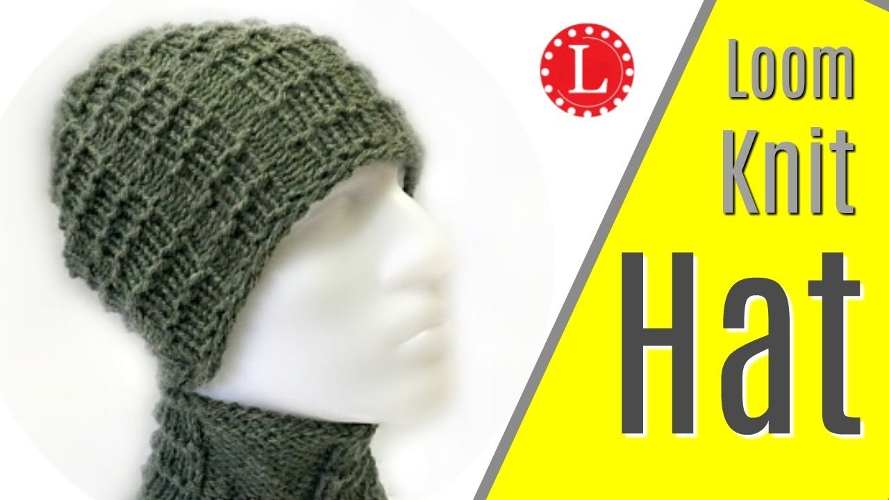 LOOM KNIT Mens Hat (Brimless) Pattern w Waffle Stitch Project Loomahat