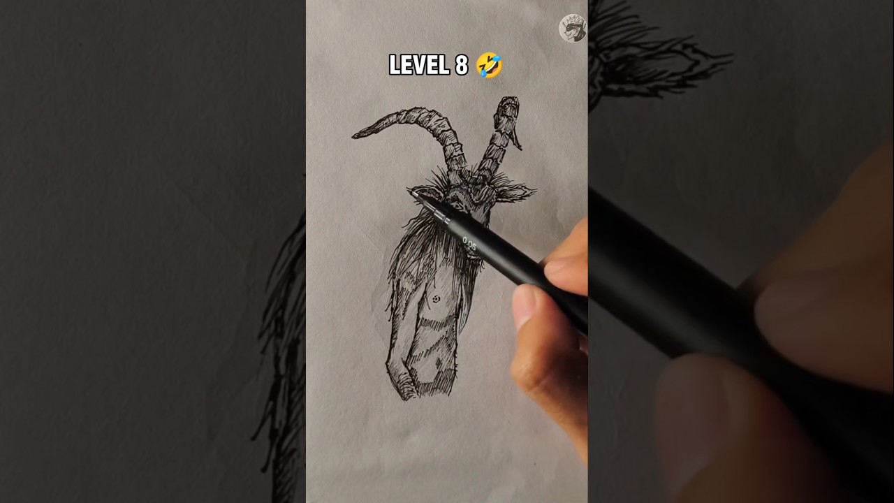 Drawing Goat in different level #ytshorts #drawing #speedart #art #howtodraw #goat #drawingtutorial