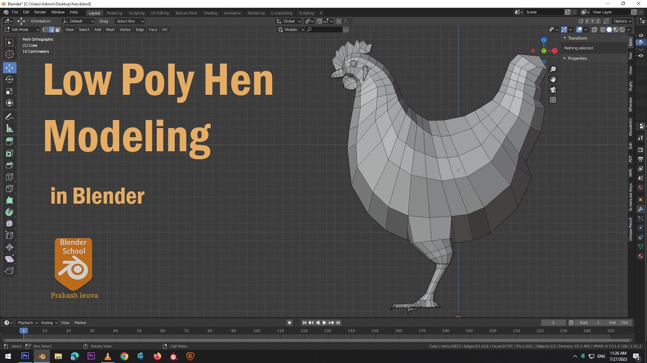 Low poly hen modeling in blender/chicken