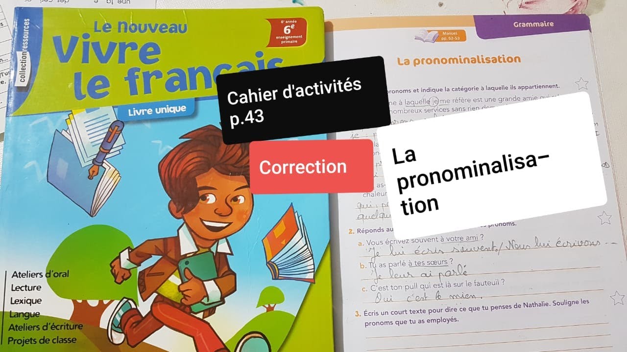 Grammaire.La pronominalisation . Cahier d'activités page 43 Le nouveau vivre le français C6