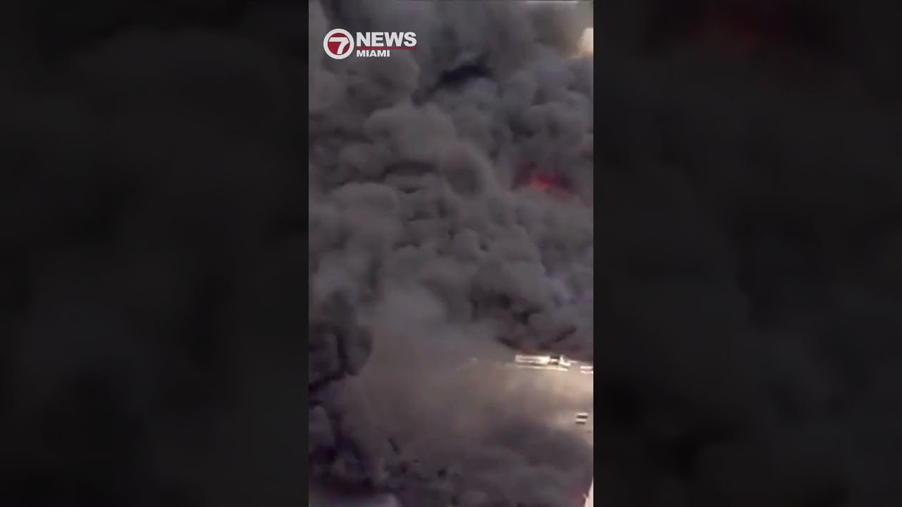 Crews battling 4-alarm warehouse fire near Turnpike in NW Miami-Dade