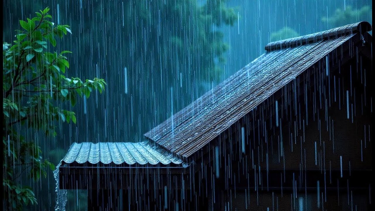 Powerful Thunderstorm & Heavy Rain No Ads | BLACK SCREEN for Sleeping and Relaxing