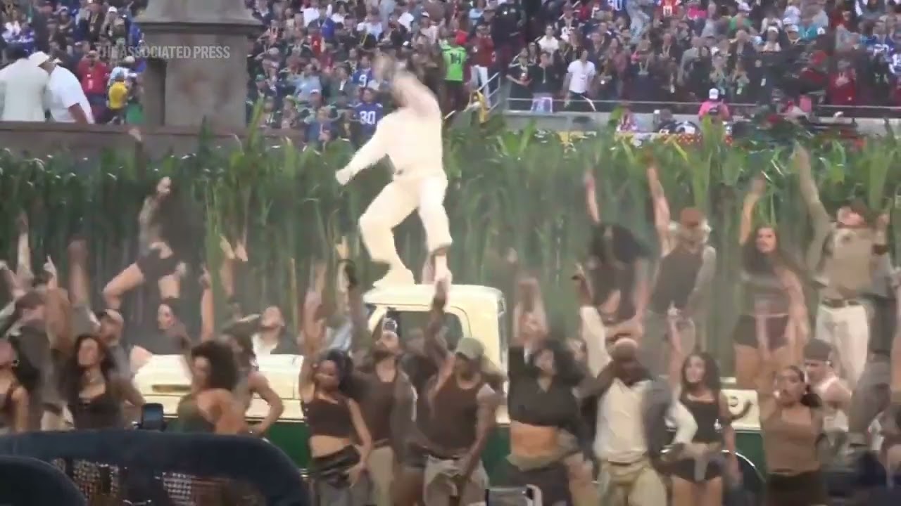 Bad Bunny performs at the Super Bowl 2026