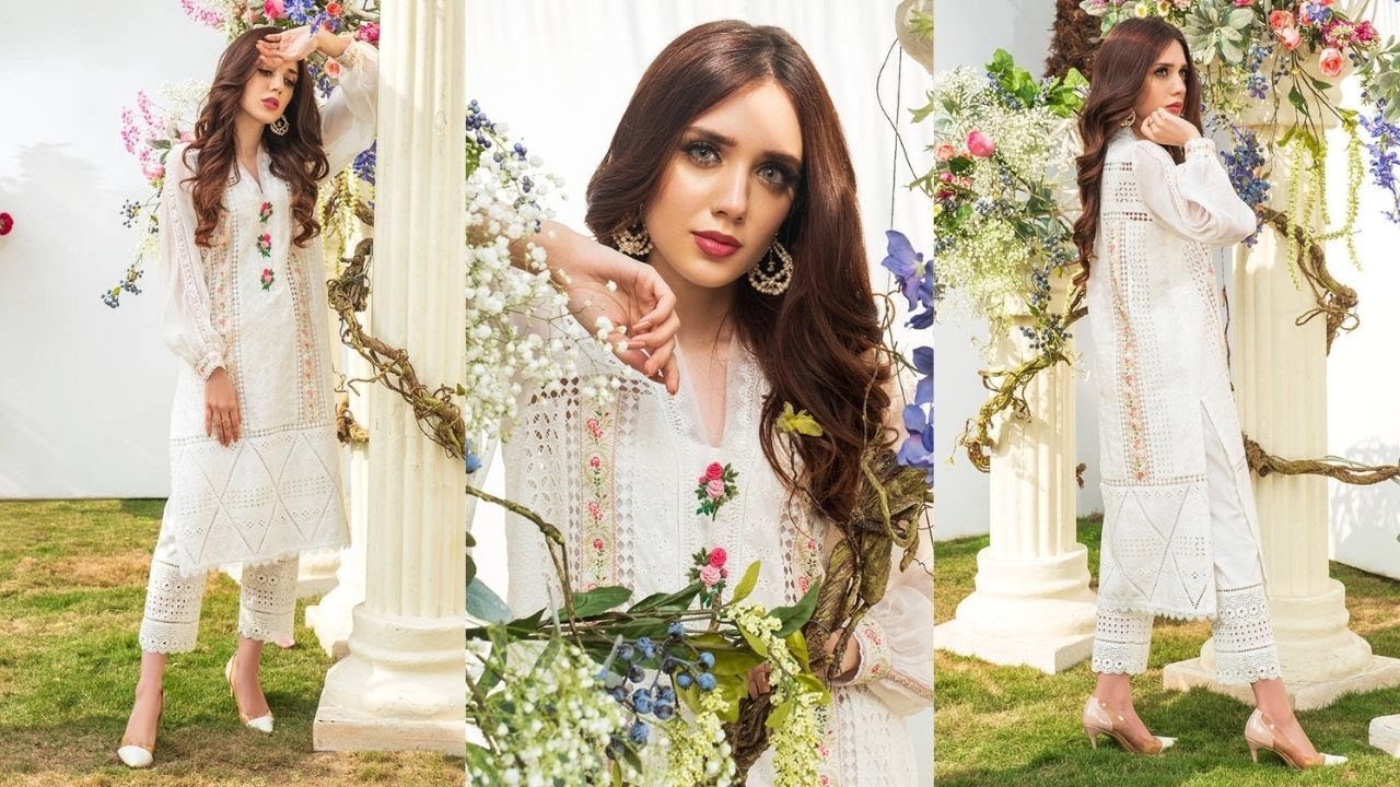 White & Pink Chikankari Pure Lawn Pakistani Salwar Kameez in Dubai | Free Shipping | Salwar Mahal