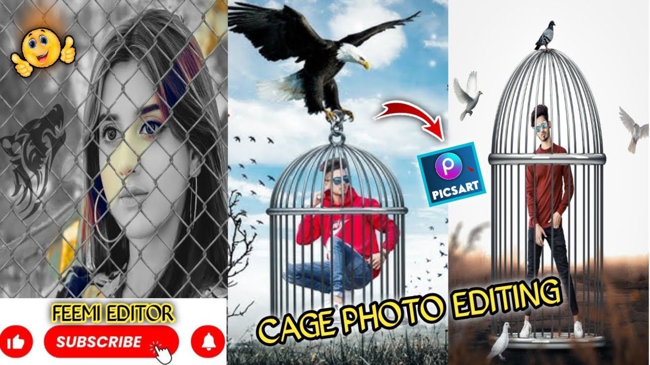 CAGE PHOTO EDITING PICSART🤓[FEEMI EDITOR]|PICTURE||New editing 2024| Cage Photo Editing Kaise Karen🤔