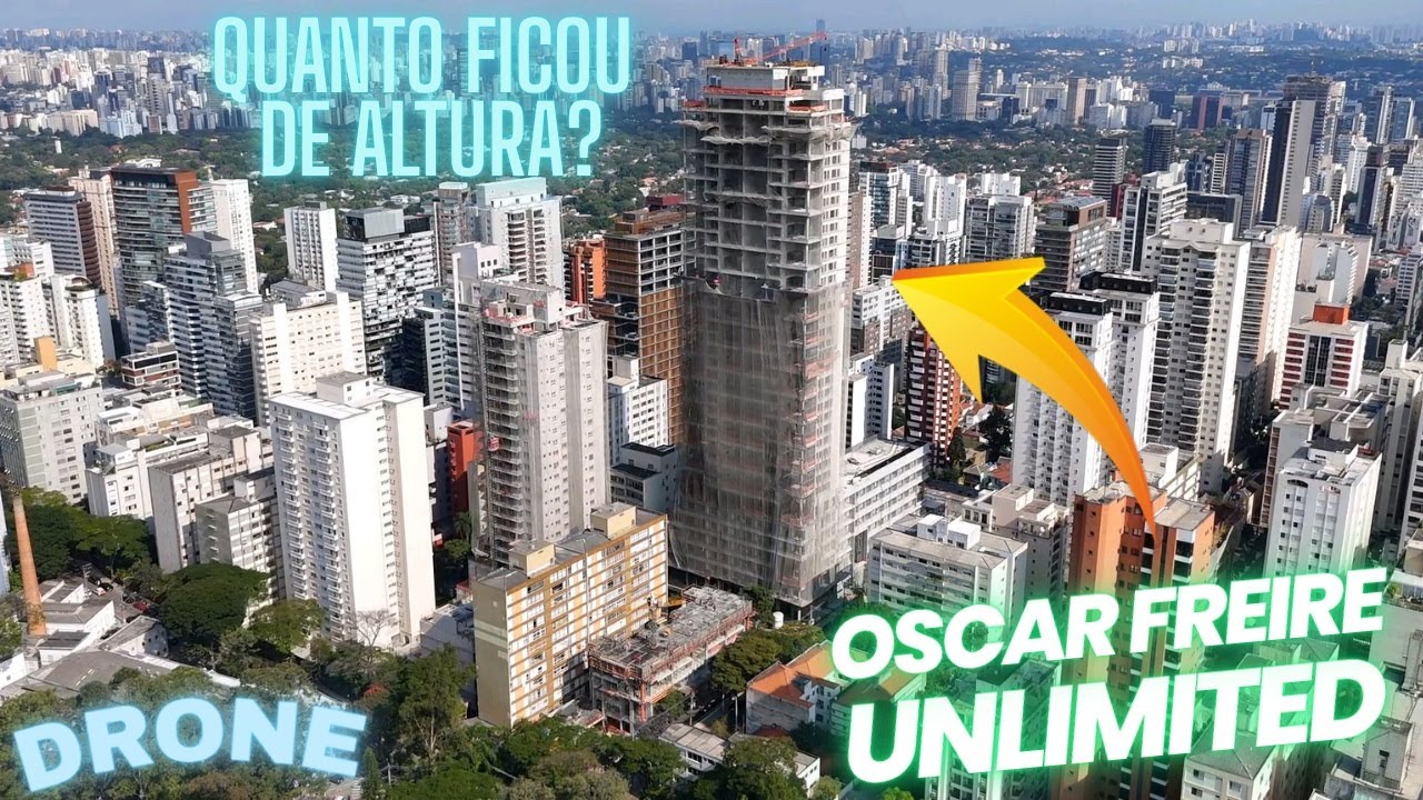O mais alto da região! Drone mede a altura e mostra o avanço nas obras do Oscar Freire Unlimited-SP