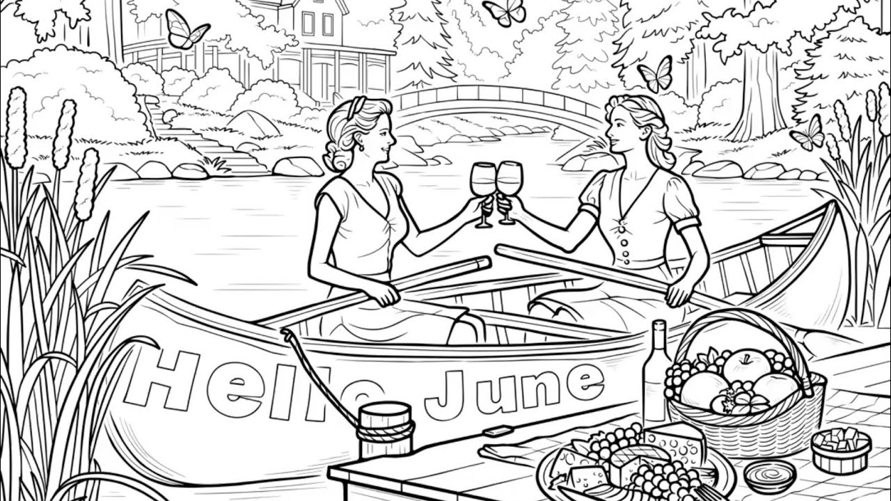 Hello June Sailing into Summer Vacations Zen Color by Number #summer #coloringbook