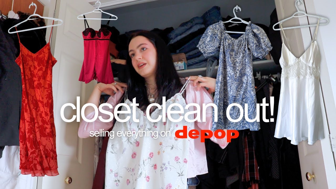 HUGE CLOSET CLEAN OUT | going through all of my thrifted dresses + selling them on depop