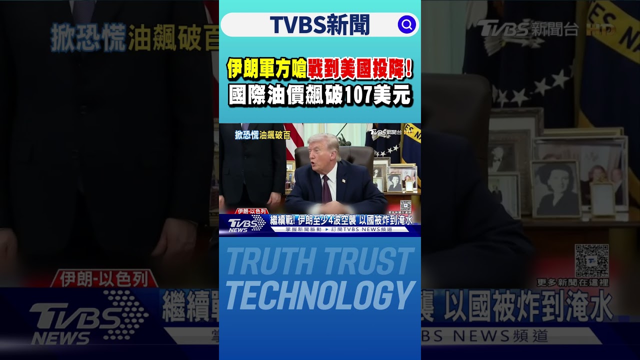 伊朗軍方嗆「戰到美國投降」! 國際油價飆破107美元｜TVBS新聞 @TVBSNEWS01