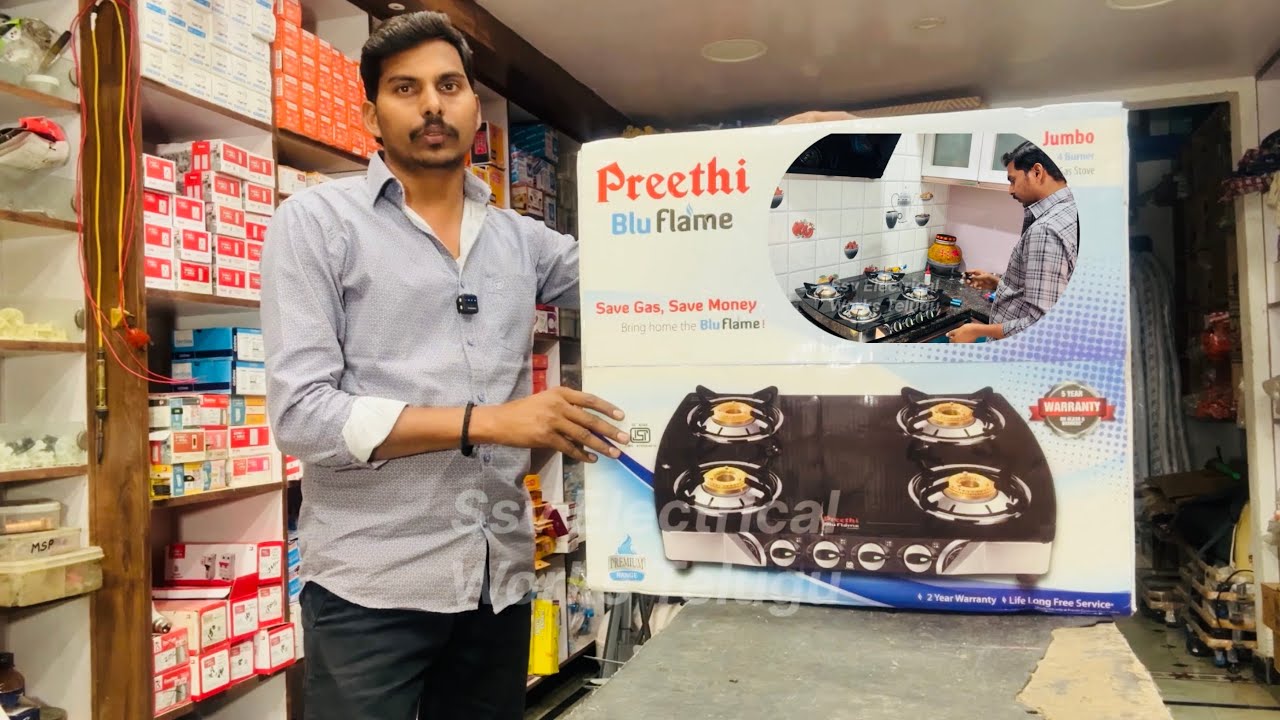 Preethi blu flame jumbo 4 Burner Glass Top Gas Stove unbox #preethi #bluflame #jumbo 