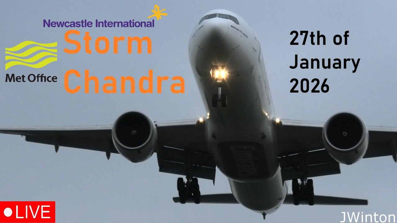 🔴LIVE STORM Chandra at Newcastle International Airport 27th of January 2026