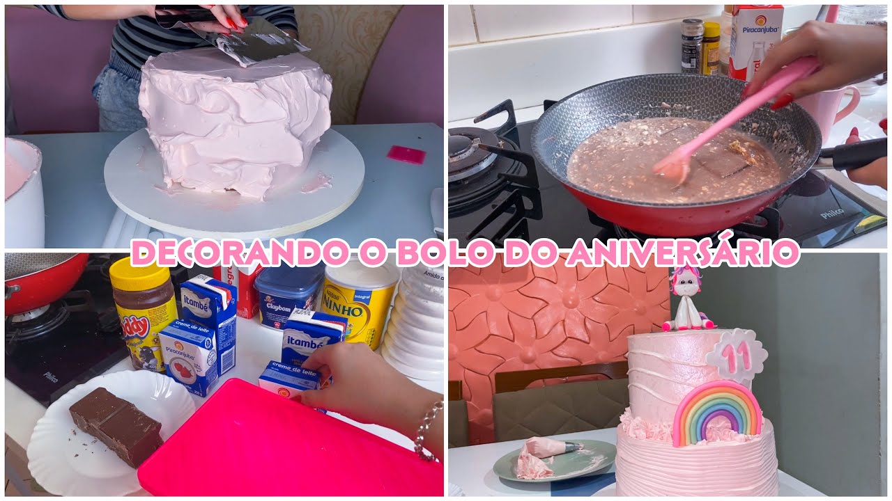 Decorando o bolo do aniversário da minha irmã