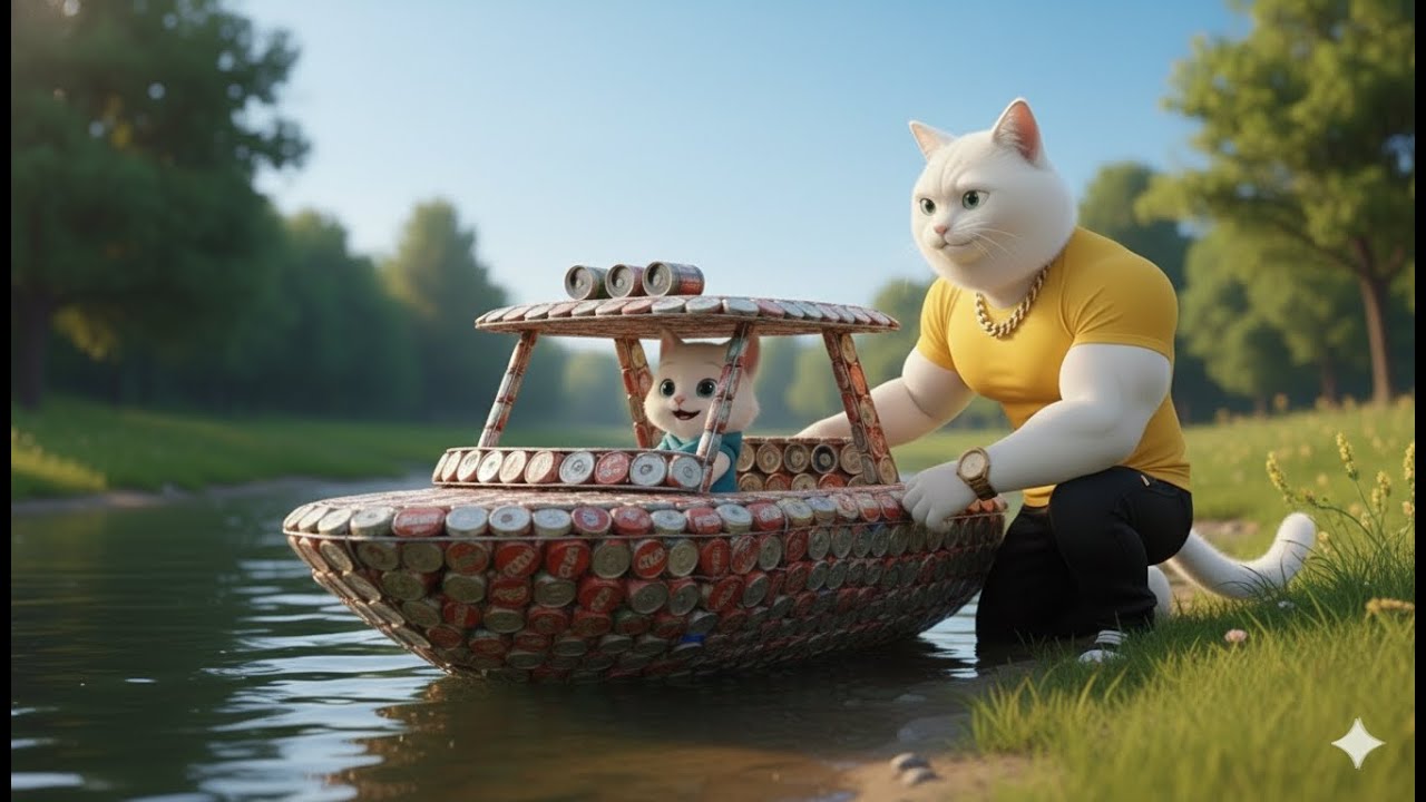 Mocked for a Recycled Soda Can Boat 😿 — Will This Poor Kitten Ever Sail? | Ai Cat Story