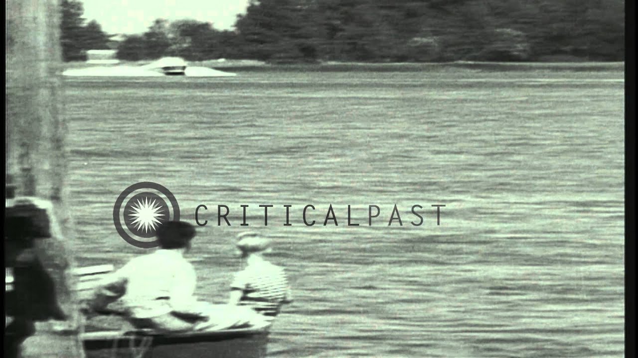 Pilot Gar Woods along with a co-pilot drives Miss America X during practice at Al...HD Stock Footage