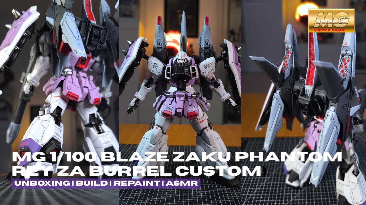 Custom Paint Build: MG 1/100 Blaze Zaku Phantom (Rey Za Burrel) | A Silent Build & ASMR Experience