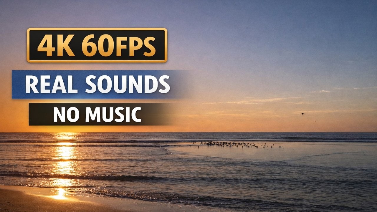 4K 60FPS Peaceful Sunrise by the Sea | 30 Minutes of Real Ocean & Bird Sounds (No Music)
