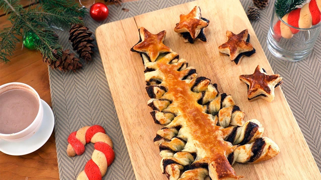 Árbol de Navidad de hojaldre y chocolate - Cocinatis