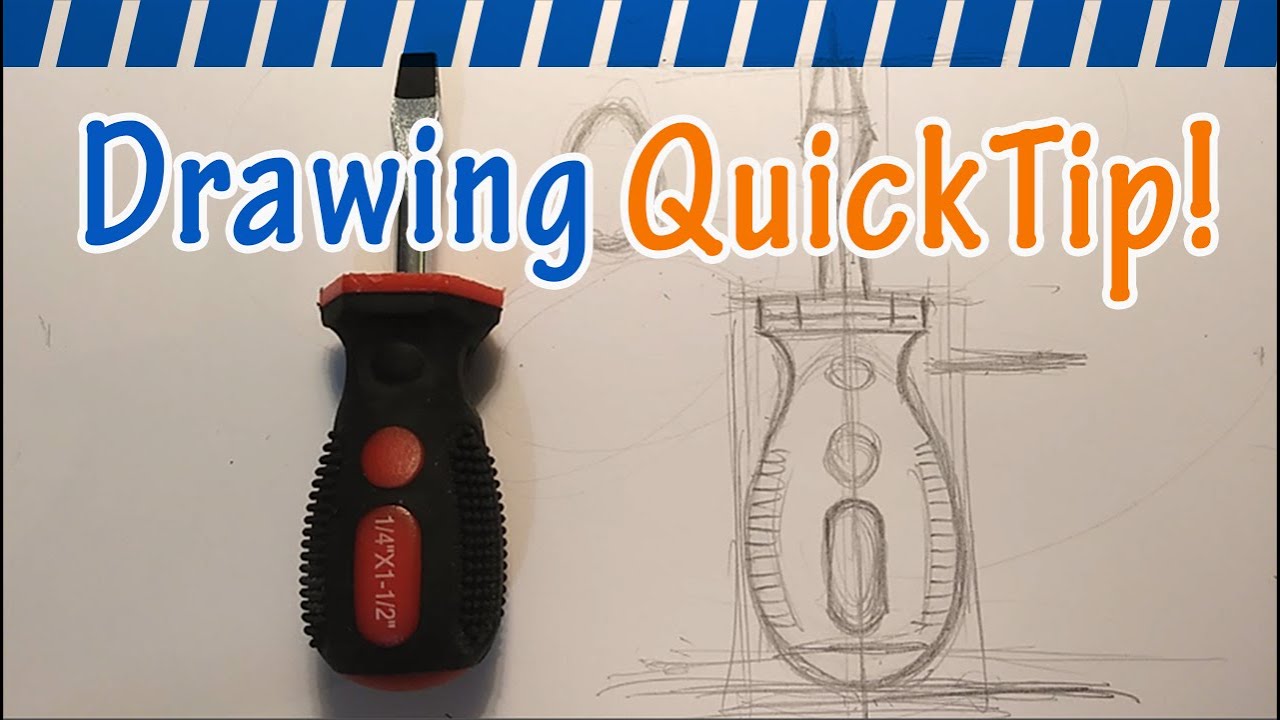 How to Draw a Short Flathead Screwdriver - Drawing QuickTip!