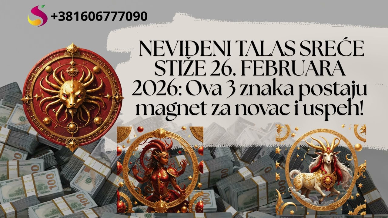 NEVIĐENI TALAS SREĆE STIŽE 26. FEBRUARA 2026!  Ova 3 znaka postaju magnet za novac i uspeh!