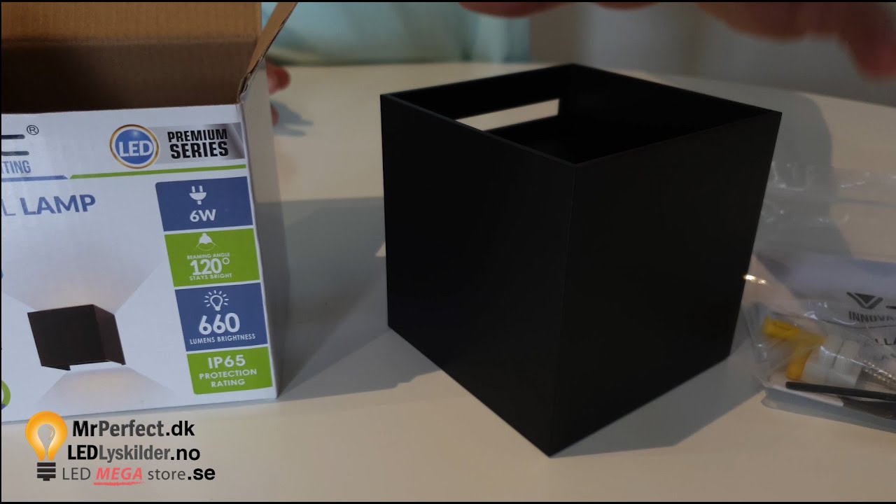 V-Tac firkantet v&aelig;glampe, justerbar spredning, IP65, 230V - Unboxing