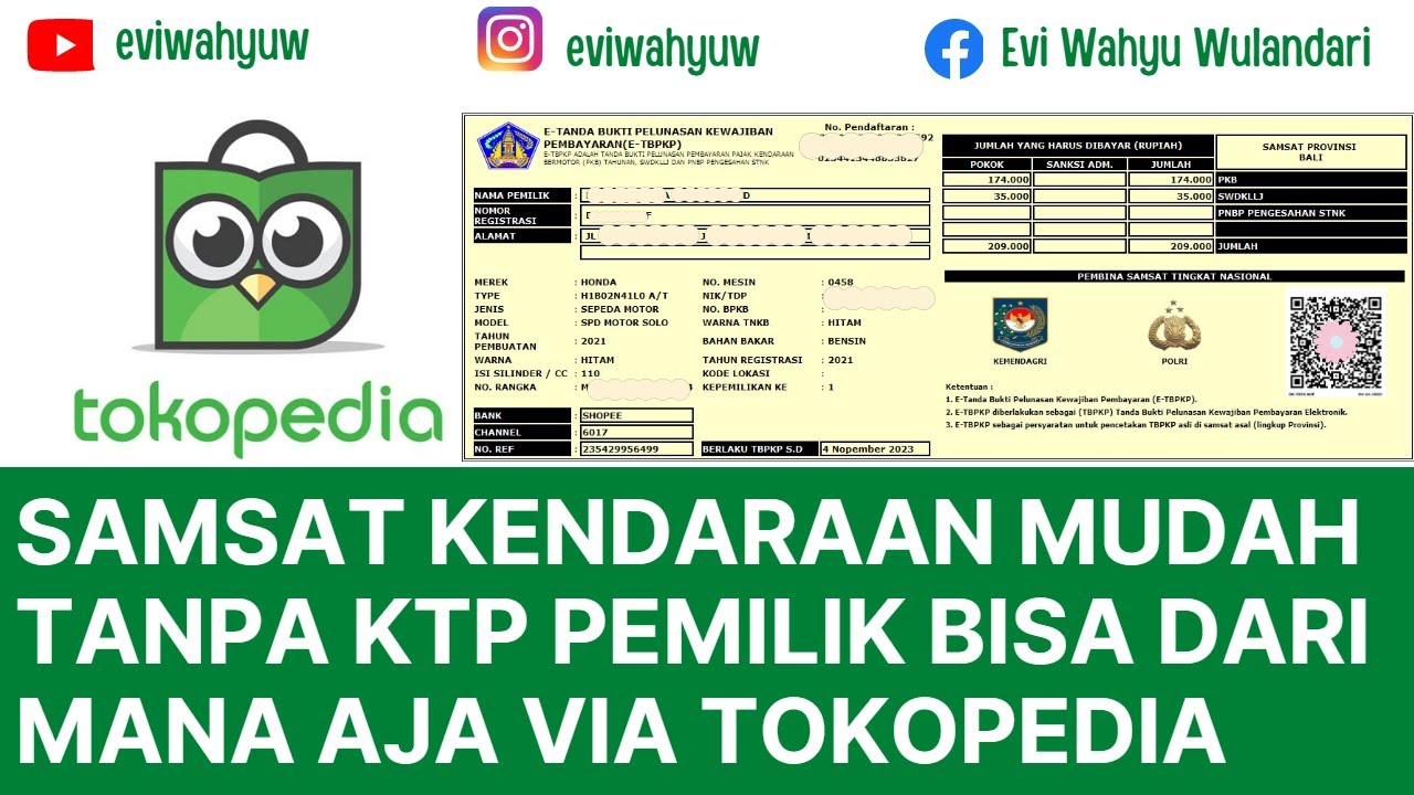 E-SAMSAT TOKOPEDIA - BAYAR PAJAK KENDARAAN JADI LEBIH MUDAH DAN CEPAT | SAMSAT TANPA KTP PEMILIK