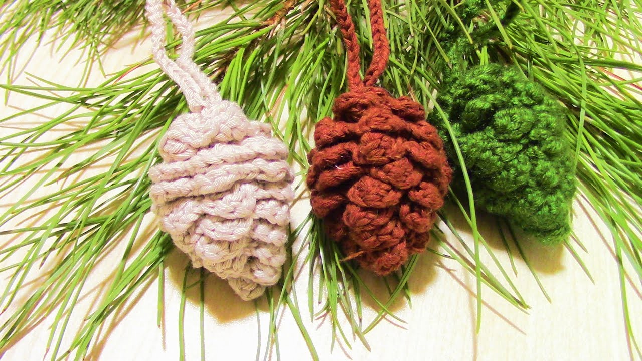 TIĞ İŞİ ÖRGÜ ÇAM KOZALAK YILBAŞI SÜSÜ NASIL YAPILIR ? Crochet Pine Cone Christmas Ornament