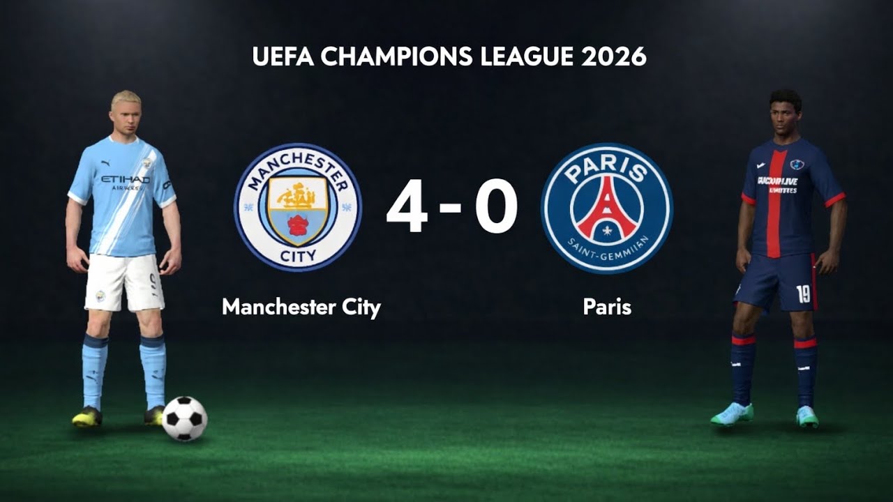 MANCHESTER CITY 4-0 PARIS SANINT (UEFA CHAMPIONS LEAGUE2026)#footballgaming 