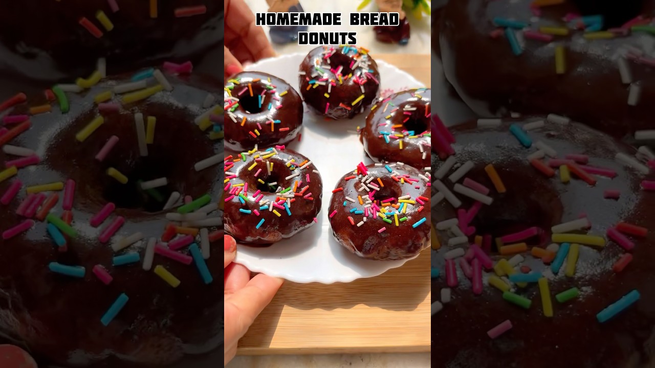Homemade Bread Donuts recipe #shorts #dessert #donuts #viralrecipe #shortsfeed