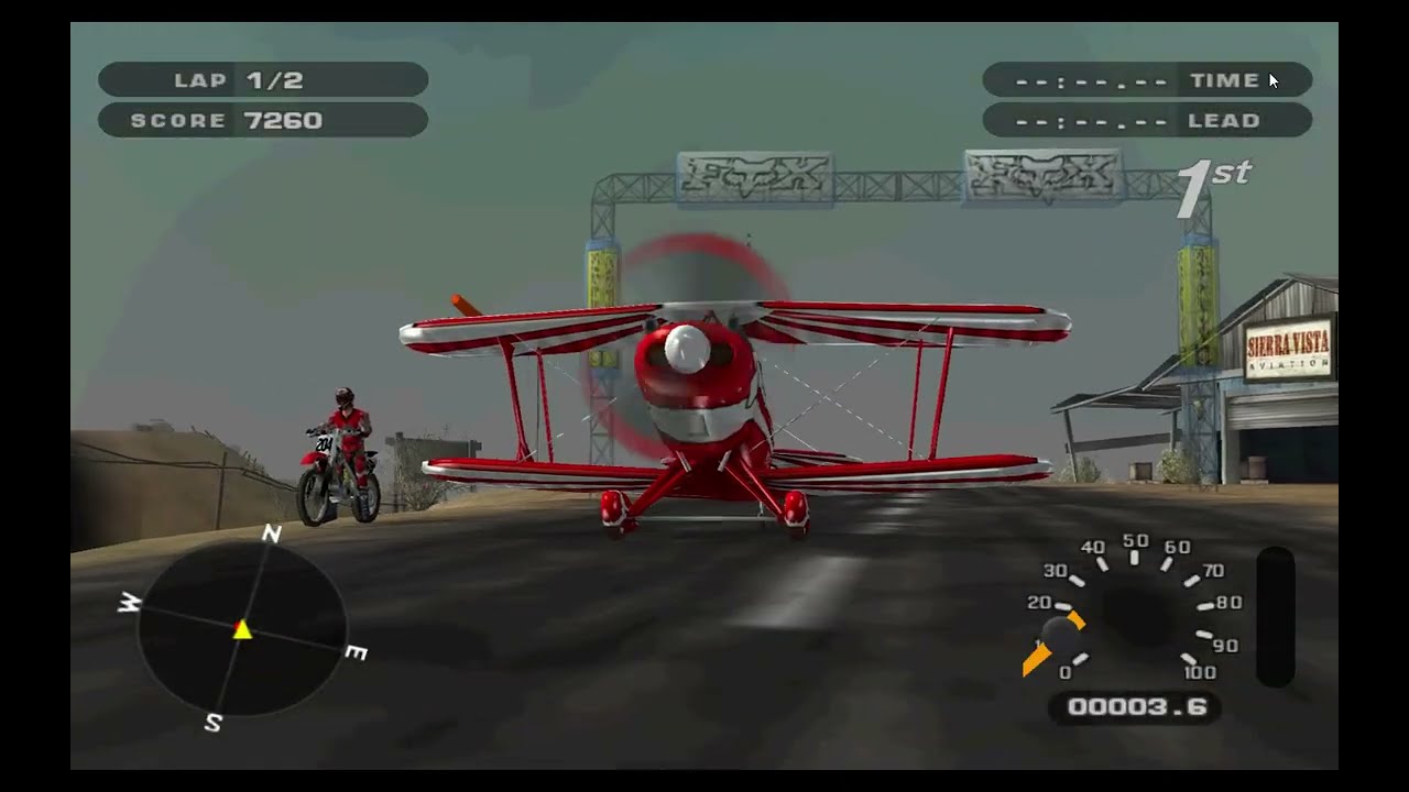 Correndo contra o avião de manobras no MX Unleashed