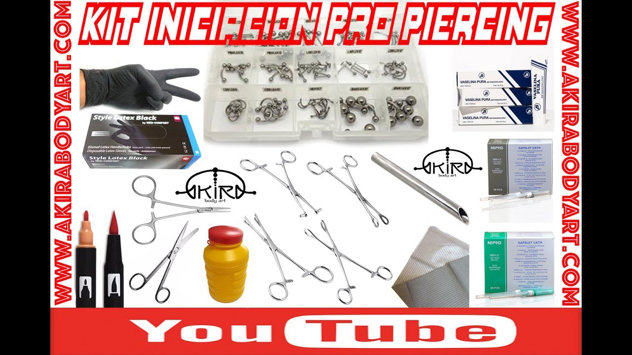 Kit de iniciación PRO PIERCING Video tutoriales Tattoo de Akira Body Art