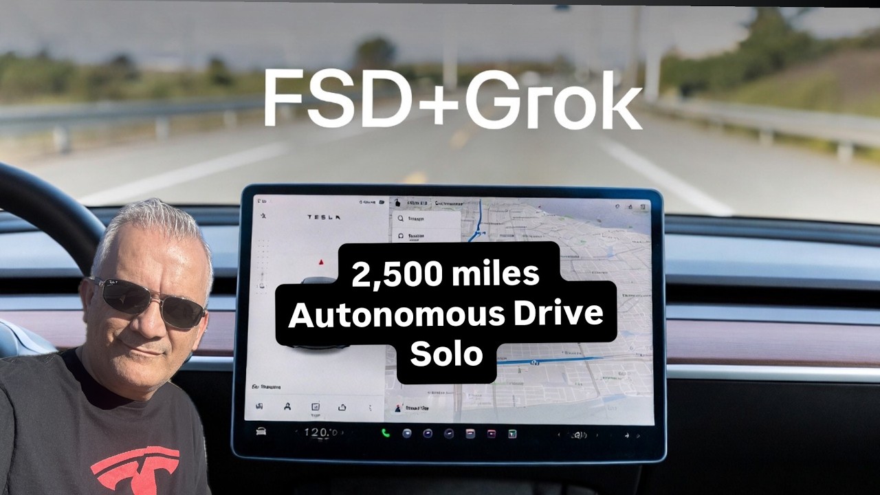 Tesla FSD + Grok, одиночное путешествие на 2500 миль, революционное решение.