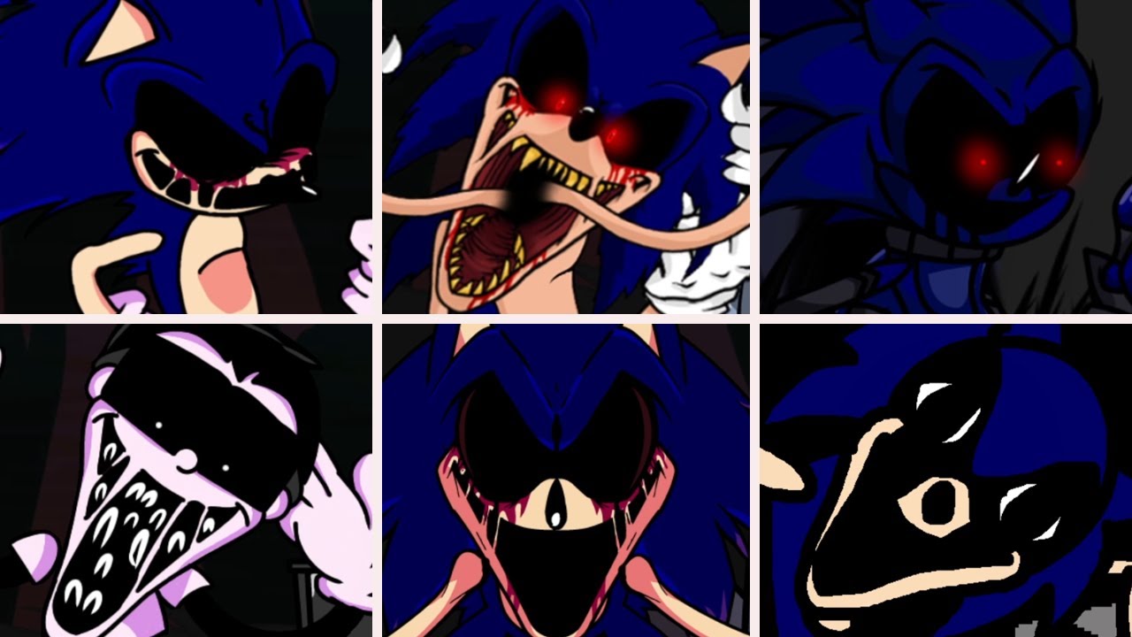 Friday Night Funkin' - You Can't Run but everytime it's Sonic.EXE turn a Different Skin Mod is used