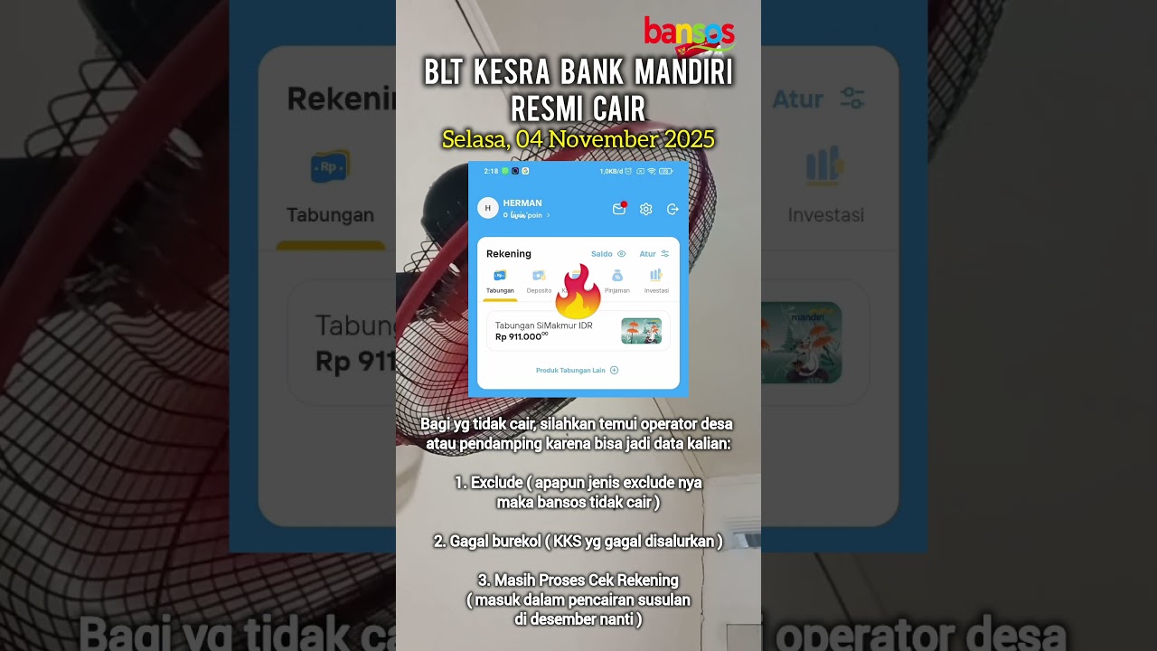 BLT Kesra Bank Mandiri Resmi Cair Serentak dan Merata. Selasa 04 November 2025 #bpnt #pkh #bltkesra