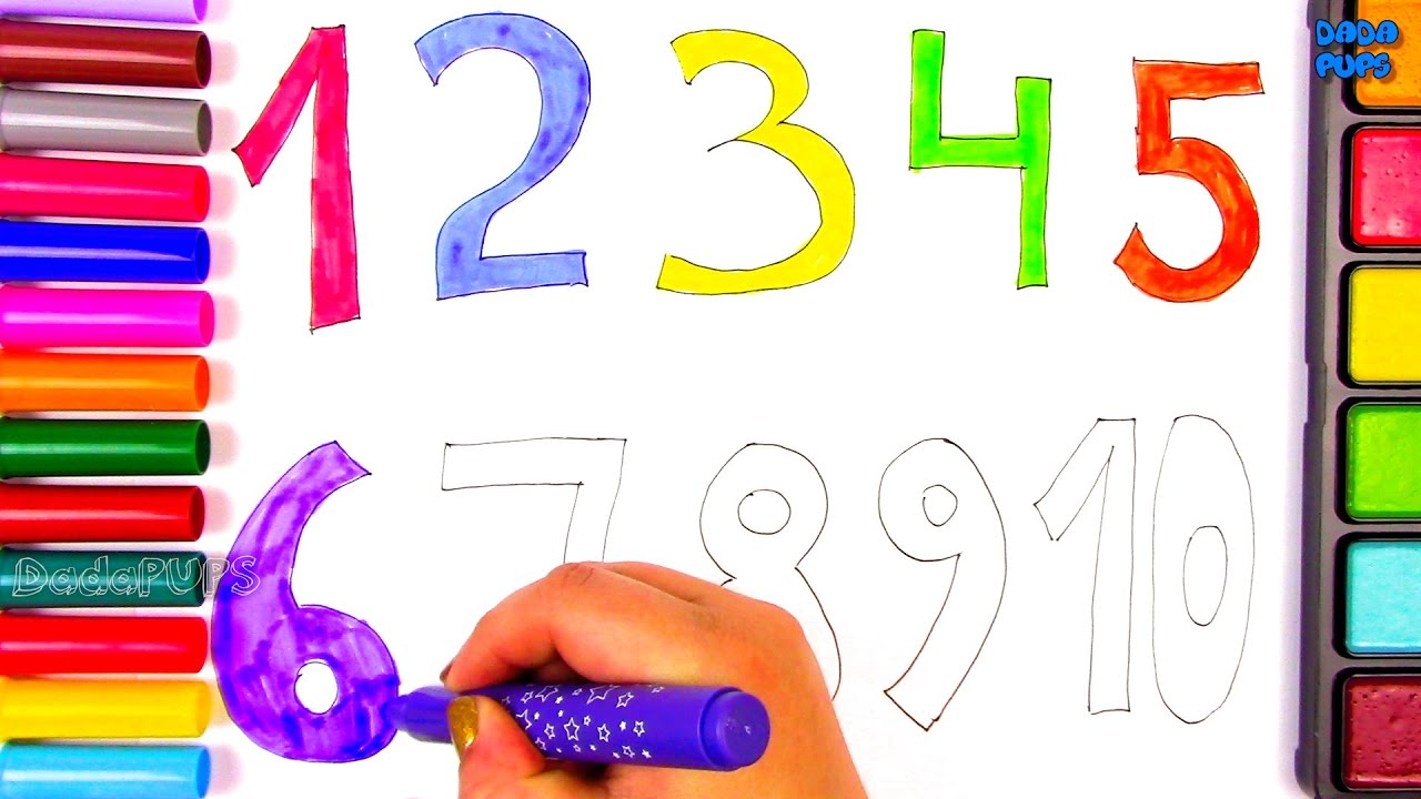 Drawing and Coloring Numbers 1-10|How to Draw Numbers  for Kids|Colors for Kids with Colored Markers