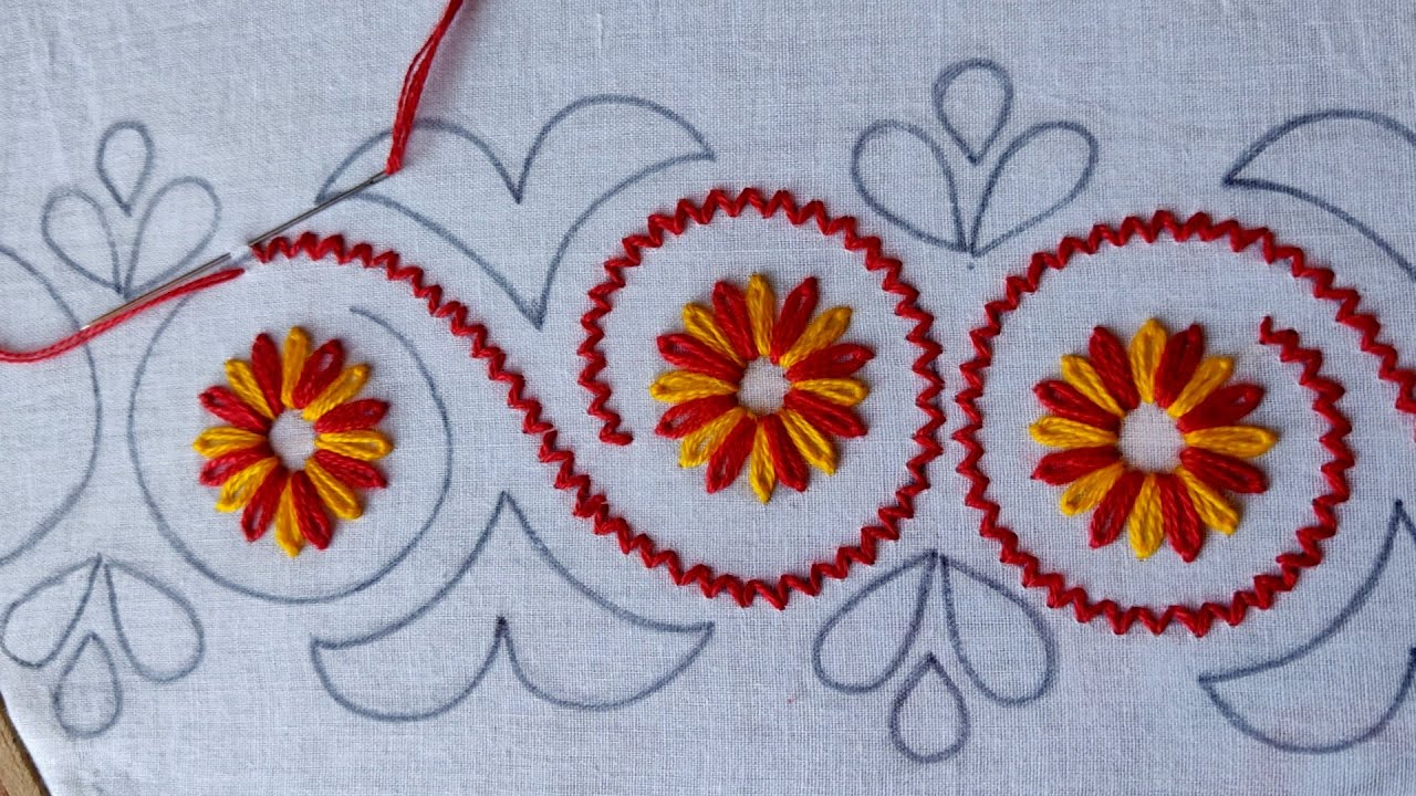 Hand embroidery new border line nakshi kantha stitch part 2,নকশীকাঁথা বর্ডার নকশা সেলাই টিউটোরিয়াল