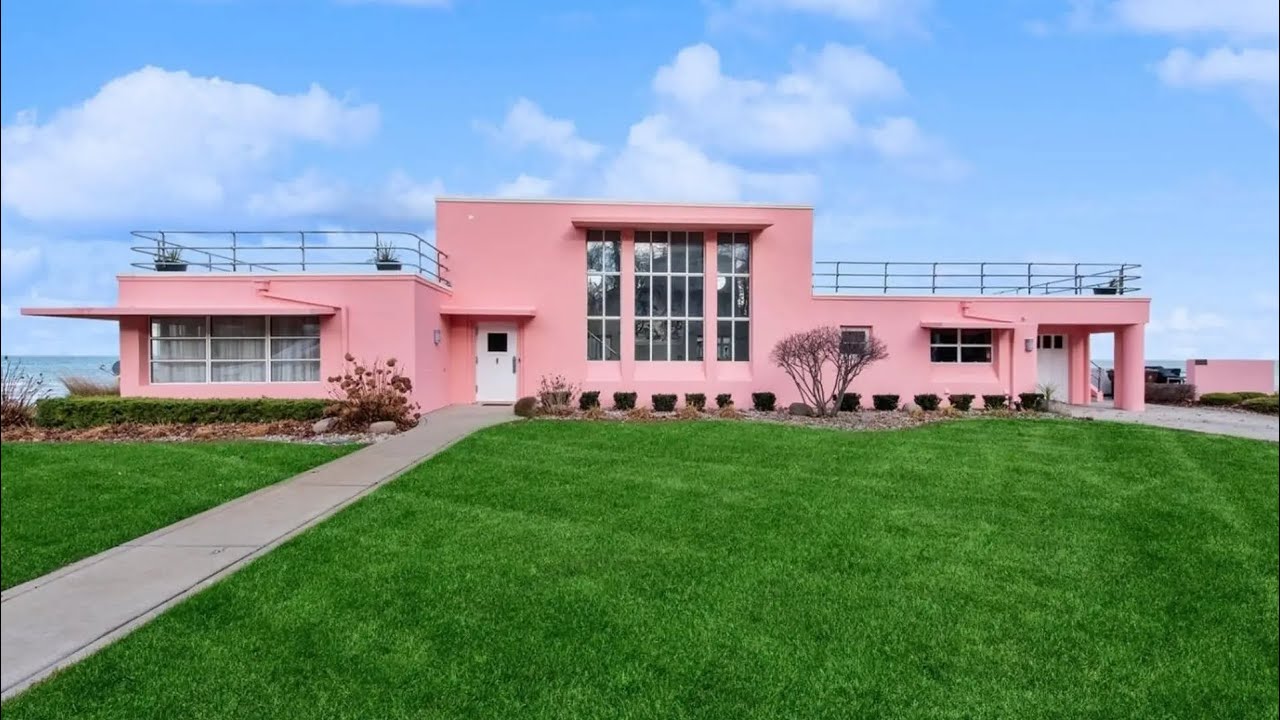 Explore the all pink beachfront home in Beverly shores