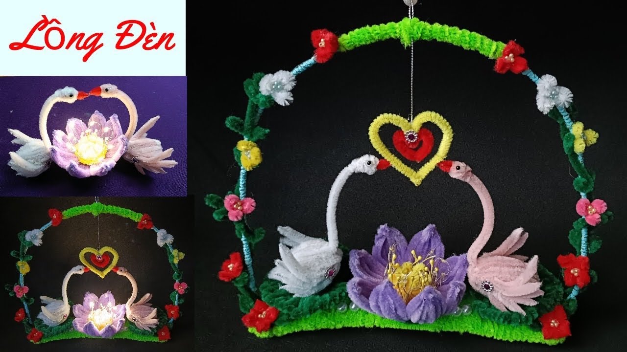 Cách làm lồng đèn hoa đôi thiên Nga,How to make double swan flowers lantern-ý tưởng su su