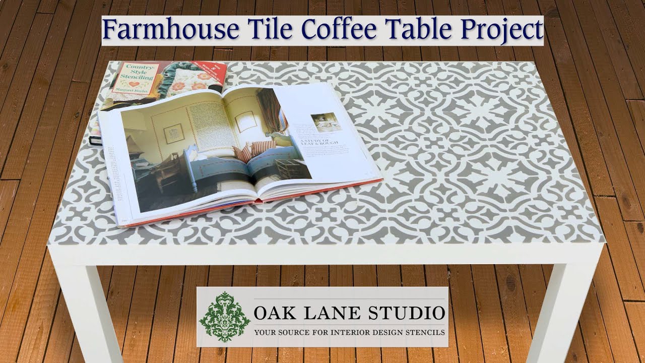 Repainted & Stenciled Vintage Farmhouse Tile Coffee Table
