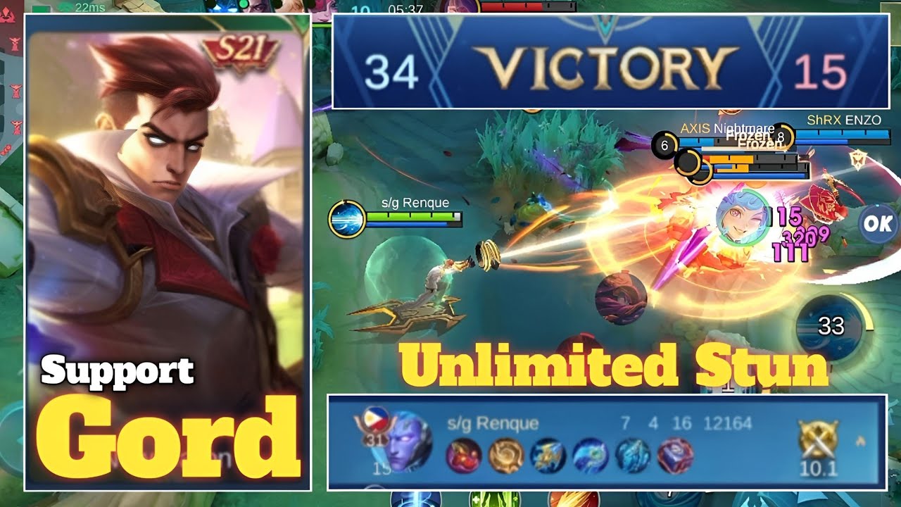 7 Kills & 18 Assists : Gord Support Unstoppable Stun & Slow The Enemy And Teammates Finish Them