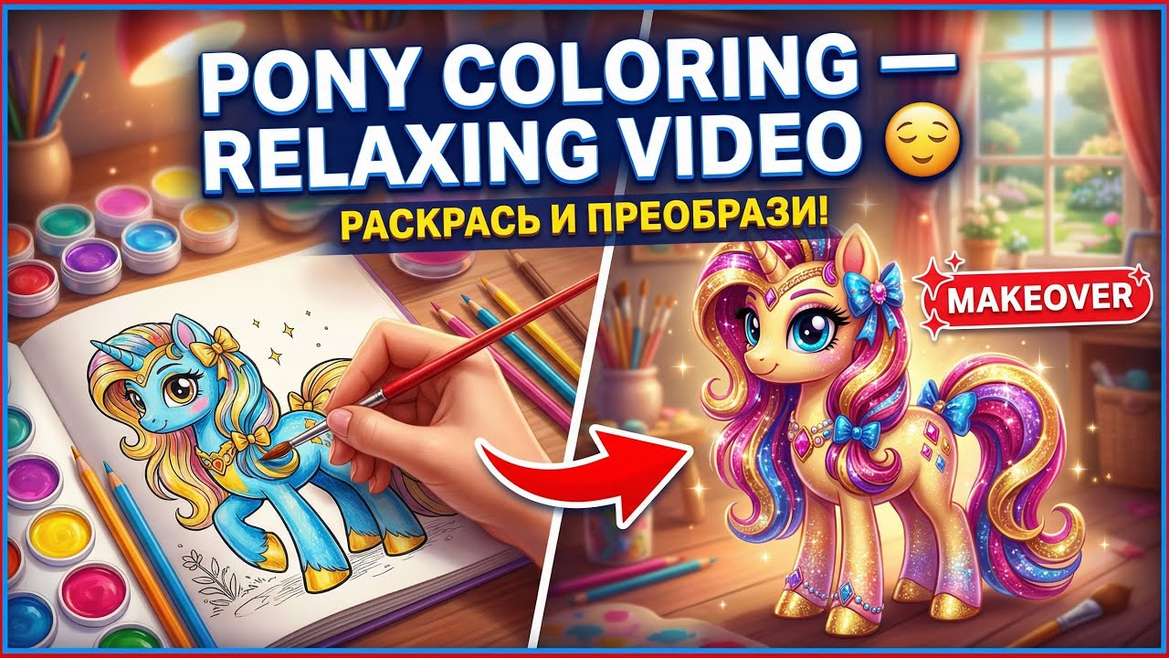 Paint by Number Pony 🦄 — Relaxing Anti-Stress Video 🎨