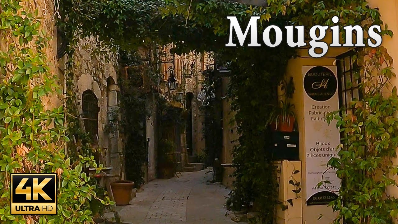 Mougins, France - The beautiful medieval village in Provence | Walking Tour | 4k UHD & 60 fps.