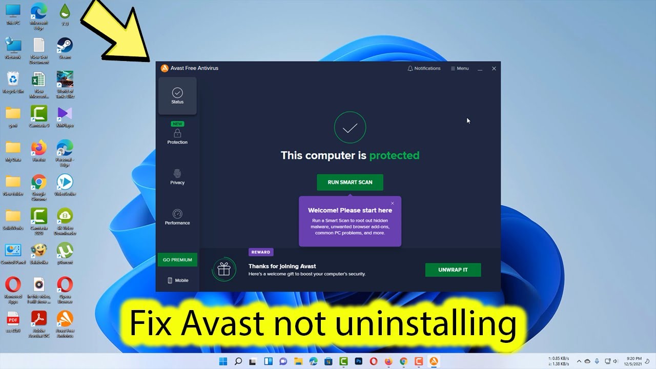 How to uninstall avast from windows 11