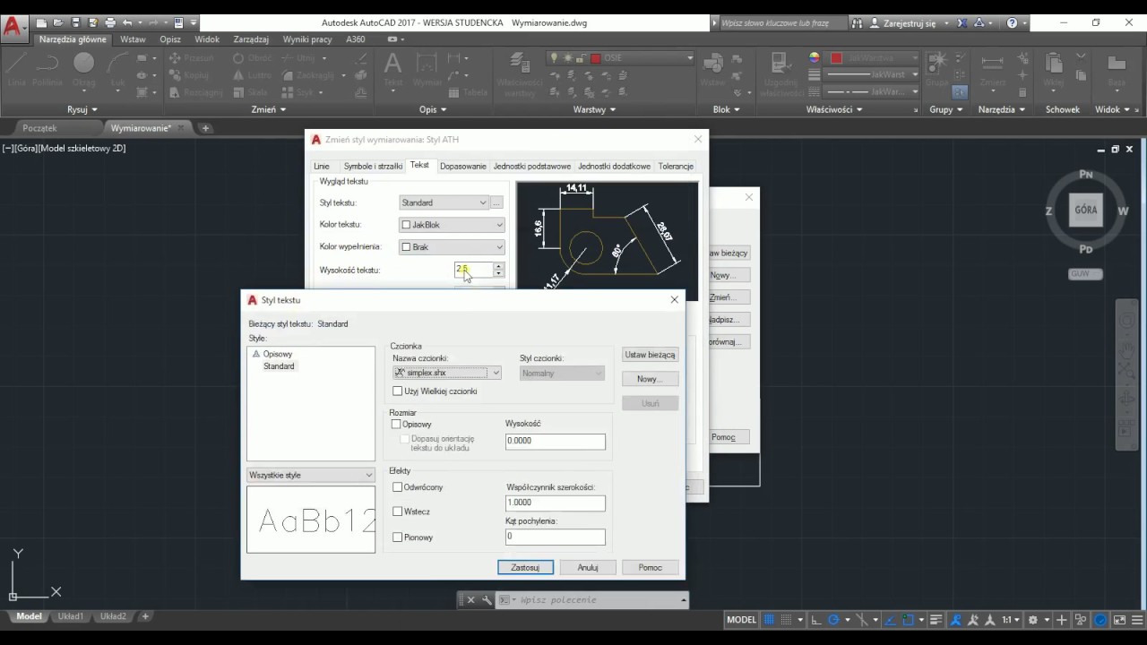 AutoCad 2017 - wymiarowanie